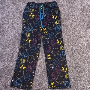 Kids Black Character Print Pajama Pants - Multicolor Accents